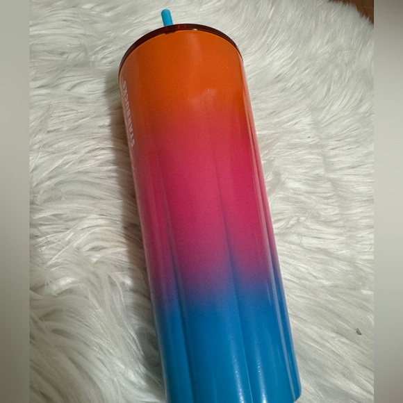 🧡 NEW Starbucks Summer 2023 ‘Puffy Gradient’ Pink Orange Blue SS Cold Cup - Picture 3 of 6